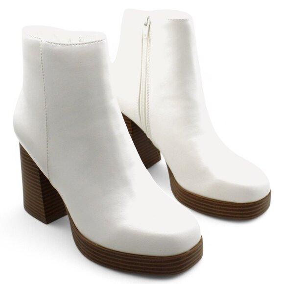 Sugar Womens Faux Leather Embossed Ankle Boots - Picture 1 of 8